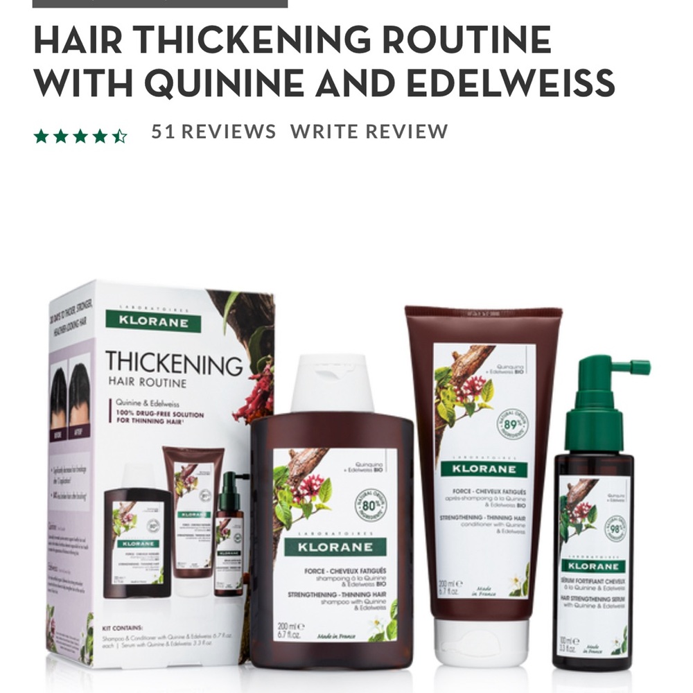 HAIR THICKENING ROUTINE WITH QUININE AND EDELWEISS